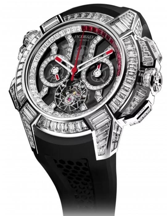 Jacob & Co. EPIC X CHRONO BAGUETTE WHITE GOLD BLACK CRYSTAL Watch Replica EC380.30.BD.BD.ABRUA Jacob and Co Watch Price